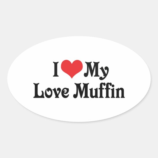 Ik hou van mijn Love Muffin Ovale Sticker (Voorkant)