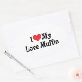 Ik hou van mijn Love Muffin Ovale Sticker (Envelop)