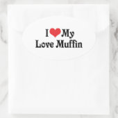 Ik hou van mijn Love Muffin Ovale Sticker (Tas)