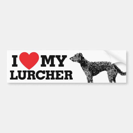 Ik hou van mijn Lurcher Bumpersticker (Voorkant)