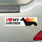 Ik hou van mijn Lurcher Bumpersticker (Op auto)