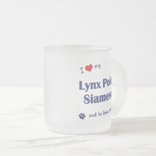 Ik hou van mijn Lynx Point Siamese (mannenkat) Matglas Koffiemok (Voorkant rechts)