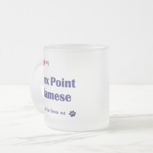 Ik hou van mijn Lynx Point Siamese (mannenkat) Matglas Koffiemok (Voorkant links)
