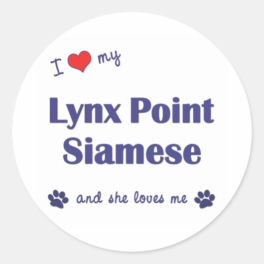 Ik hou van mijn Lynx Point Siamese (Vrouw Cat) Ronde Sticker (Voorkant)