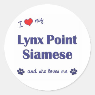 Ik hou van mijn Lynx Point Siamese (Vrouw Cat) Ronde Sticker