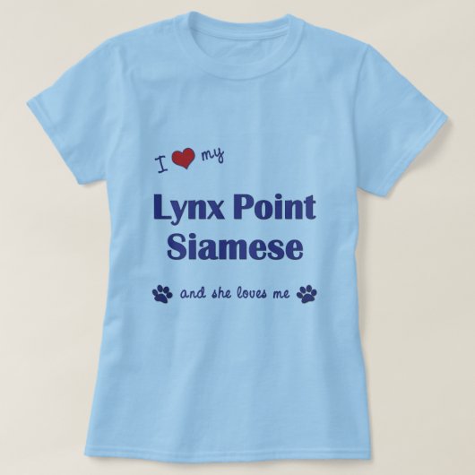 Ik hou van mijn Lynx Point Siamese (Vrouw Kat) T-shirt (Design voorkant)