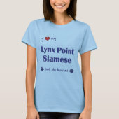 Ik hou van mijn Lynx Point Siamese (Vrouw Kat) T-shirt (Voorkant)