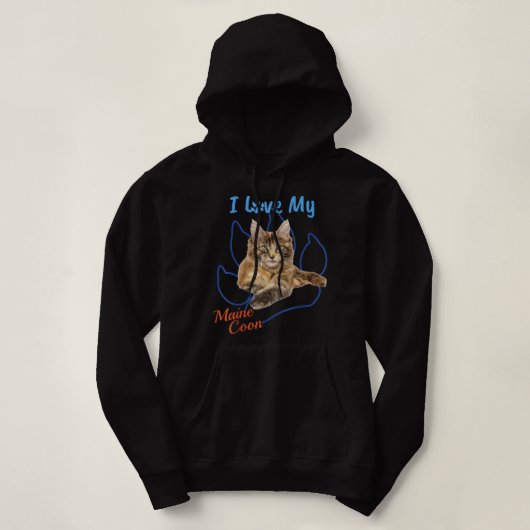 Ik hou van mijn Maine Coon Best Cat Lover Paw Prin Hoodie (Design voorkant)