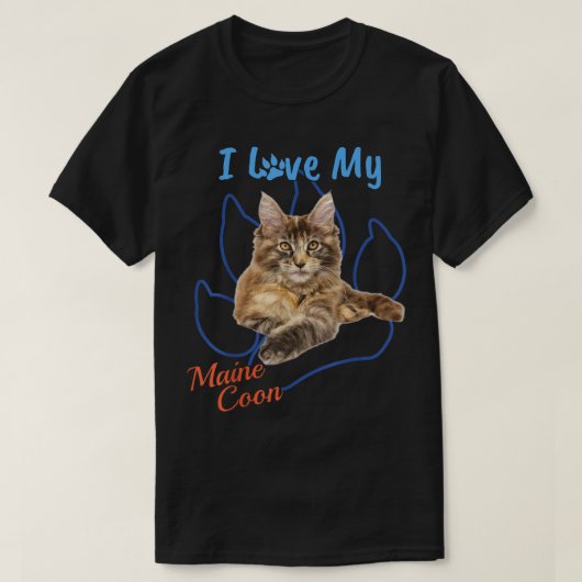 Ik hou van mijn Maine Coon Best Cat Lover Paw Prin T-shirt (Design voorkant)