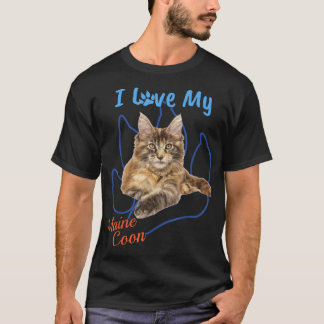 Ik hou van mijn Maine Coon Best Cat Lover Paw Prin T-shirt