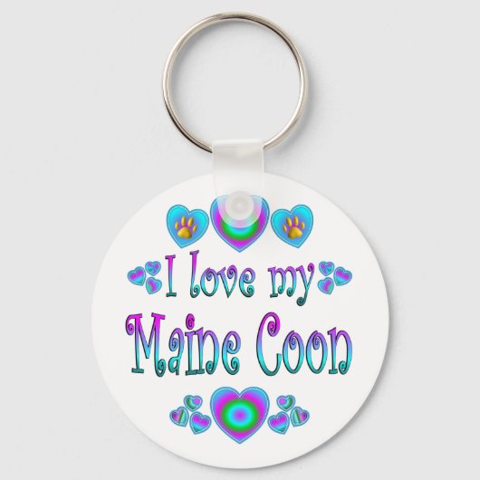 Ik hou van mijn Maine Coon Cat Sleutelhanger (Voorkant)