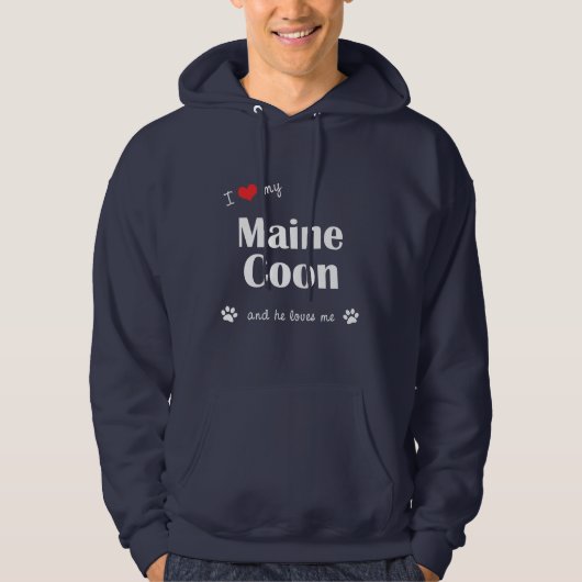 Ik hou van mijn Maine Coon (mannenkat) Hoodie (Voorkant)