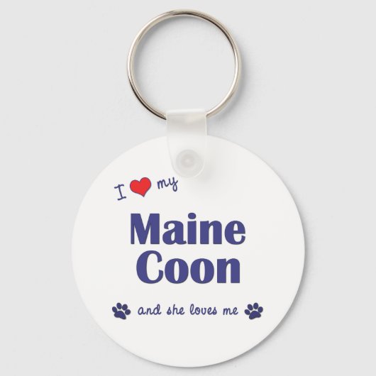 Ik hou van mijn Maine Coon (Vrouw Kat) Sleutelhanger (Voorkant)