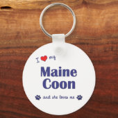 Ik hou van mijn Maine Coon (Vrouw Kat) Sleutelhanger (Voorkant)