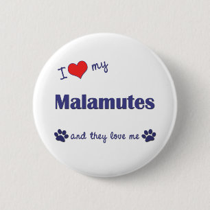 Ik hou van mijn Malamutes (meerdere honden) Ronde Button 5,7 Cm