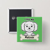 Ik hou van mijn Maltees Vierkante Button 5,1 Cm (Voorkant /achterkant)
