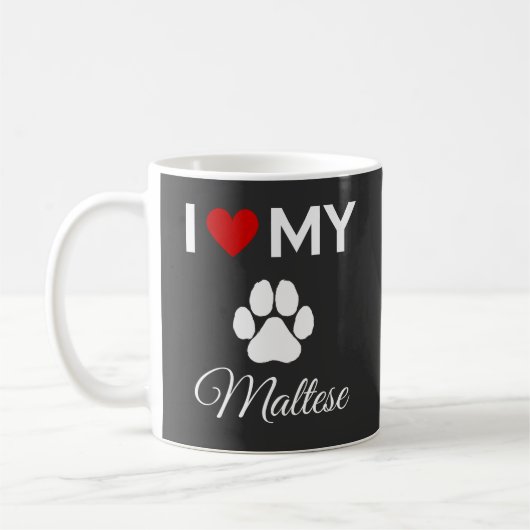 Ik hou van mijn Maltese hond aangepaste tekst Koffiemok (Links)