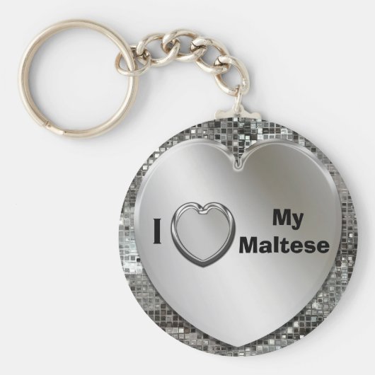 Ik hou van mijn Maltese hoofdketen Sleutelhanger (Voorkant)