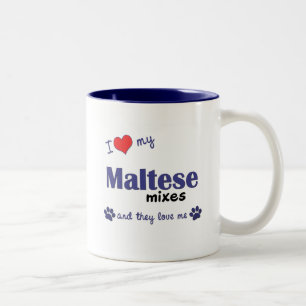 Ik hou van mijn Maltese mengsels (meerdere honden) Tweekleurige Koffiemok