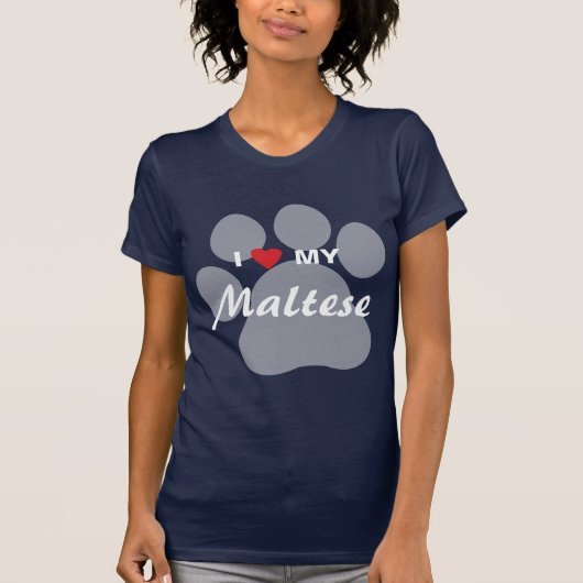 Ik hou van mijn Maltese Pawprint T-shirt (Voorkant)