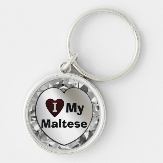 Ik hou van mijn Maltese Premium Sleutelhanger (Voorkant)