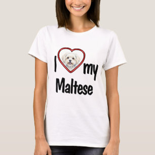 Ik hou van mijn Maltese - Rode Hart Foto van je Ho T-shirt