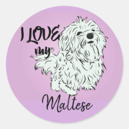 Ik hou van mijn Maltezer Ronde Sticker