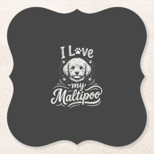 Ik hou van mijn Maltipoo-hondliefhebber Kartonnen Onderzetters
