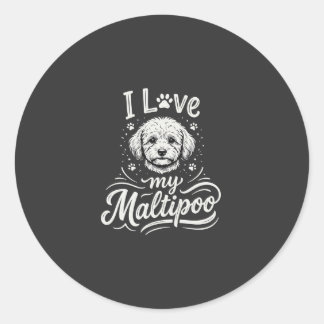 Ik hou van mijn Maltipoo-hondliefhebber Ronde Sticker
