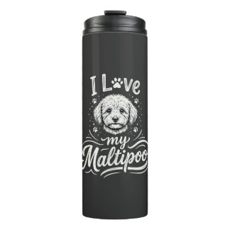 Ik hou van mijn Maltipoo-hondliefhebber Thermosbeker