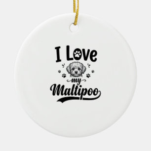 Ik hou van mijn Maltipoo Vintage Gravure Hond Desi Keramisch Ornament
