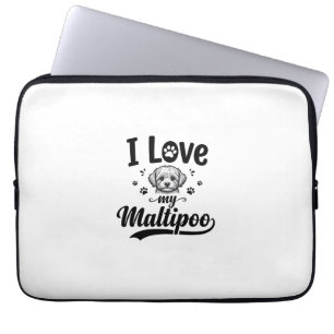 Ik hou van mijn Maltipoo Vintage Gravure Hond Desi Laptop Sleeve