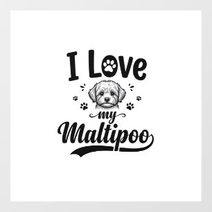 Ik hou van mijn Maltipoo Vintage Gravure Hond Desi Raamsticker