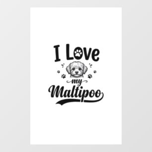 Ik hou van mijn Maltipoo Vintage Gravure Hond Desi Raamsticker