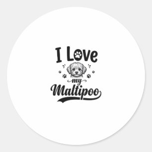 Ik hou van mijn Maltipoo Vintage Gravure Hond Desi Ronde Sticker