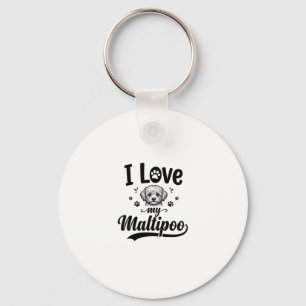 Ik hou van mijn Maltipoo Vintage Gravure Hond Desi Sleutelhanger