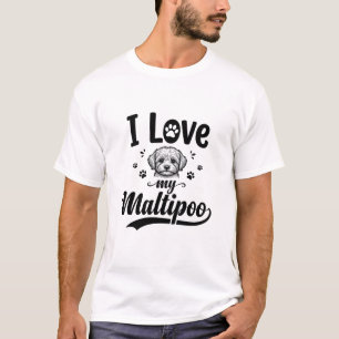 Ik hou van mijn Maltipoo Vintage Gravure Hond Desi T-shirt