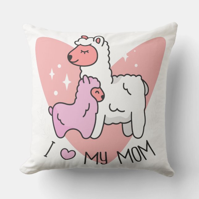 Ik hou van mijn mama Alpacas Kussen (Voorkant)