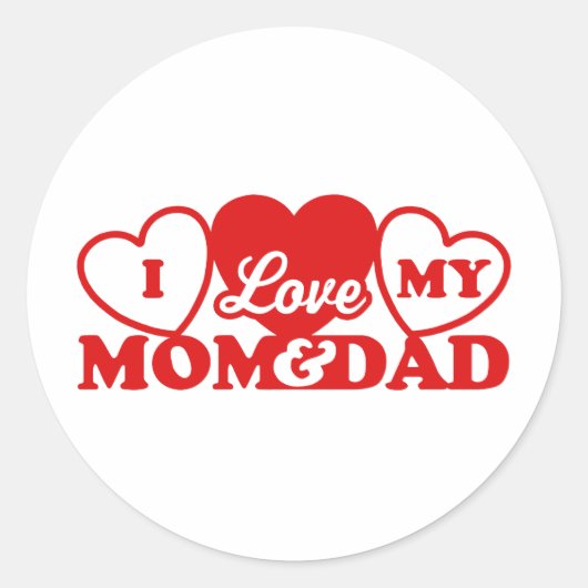 Ik hou van mijn mama en papa ronde sticker (Voorkant)