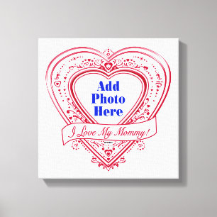 Ik hou van mijn mama! Foto Red Hearts Canvas Afdruk