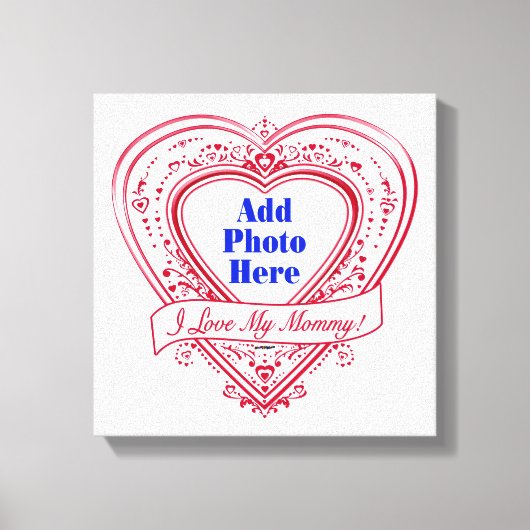 Ik hou van mijn mama! Foto Red Hearts Canvas Afdruk (Voorkant)