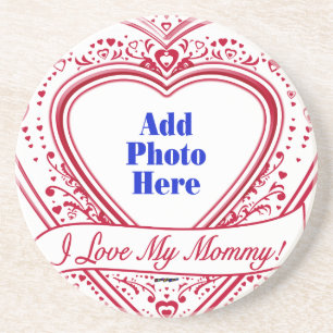 Ik hou van mijn mama! Foto Red Hearts Zandsteen Onderzetter