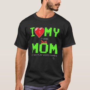 Ik hou van mijn mama Pixel Heart Video Games Kinde T-shirt