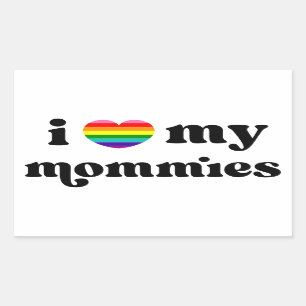 Ik hou van mijn mama Queer Moms Rainbow Heart Rechthoekige Sticker