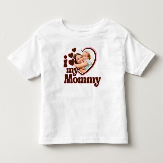 Ik hou van mijn mama roze bruine foto kinder shirts (Voorkant)