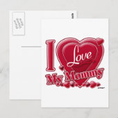 Ik hou van mijn mammie rood - hart briefkaart (Voorkant / Achterkant)
