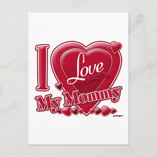 Ik hou van mijn mammie rood - hart briefkaart (Voorkant)