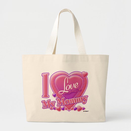 Ik hou van mijn mammie roze/paars - hart grote tote bag (Voorkant)