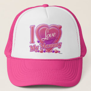 Ik hou van mijn mammie roze/paars - hart trucker pet