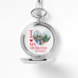 Ik hou van mijn man aangepaste hart foto horloge